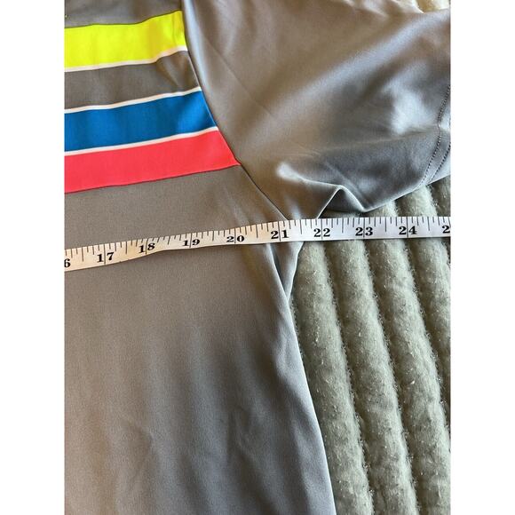 Under Armour Men's Golf Polo Size Large Gray Neon Stripe Heatgear - Picture 7 of 8